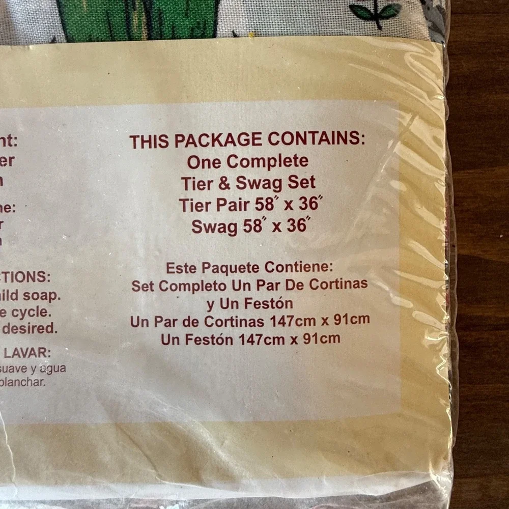 Vintage Farmhouse Rooster‎ Chicken Kitchen Curtain Set 3 Pc Tier & Swag 58x36